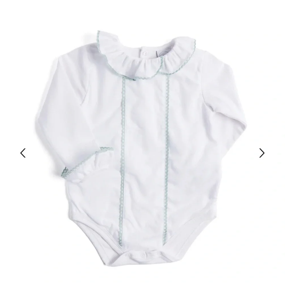Pepa and company Delicate Frill Collar with Green Detailing Bodysuit 18 mo